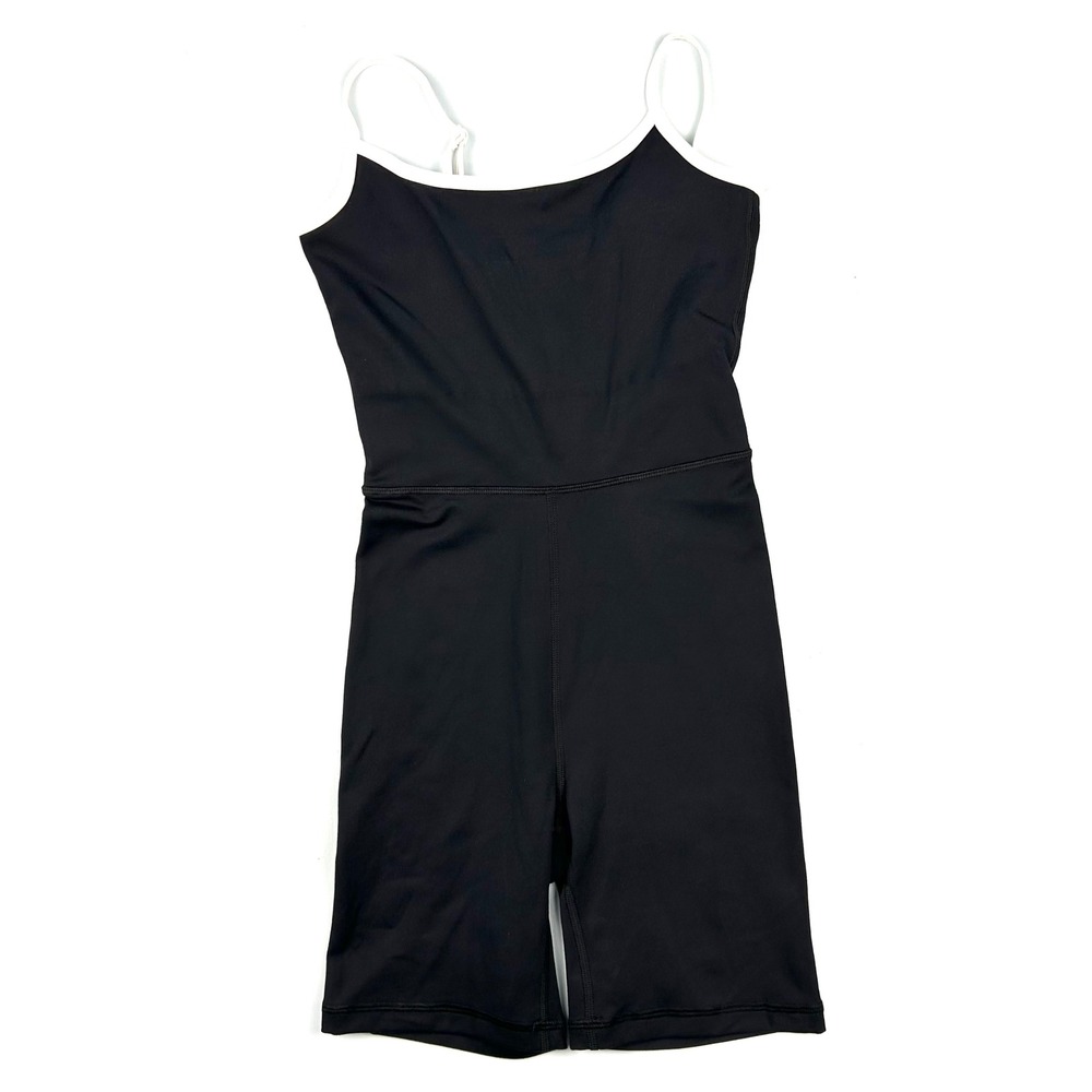 GapFit Womens XXS Black White Contrast Trim Compression Athletic Romper Unitard‎